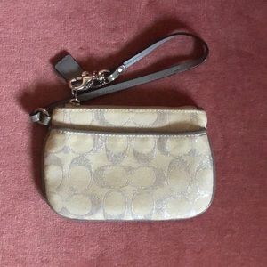 Coach White w/ Silver C Wristlet